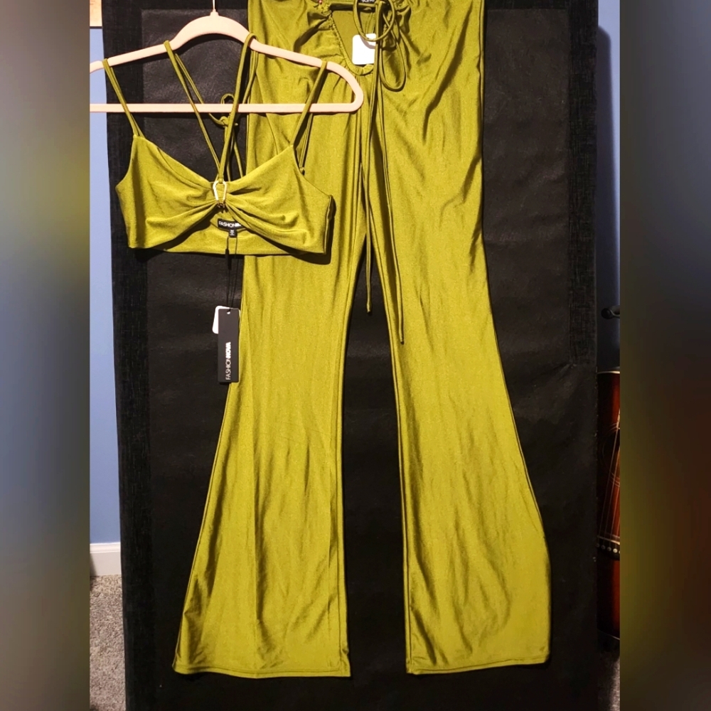 Fashion Nova Olive Green Pant Set